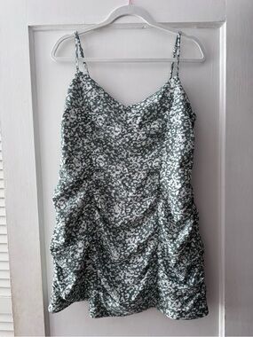 Abercrombie & Fitch Green and White Printed Cowl Mini Dress